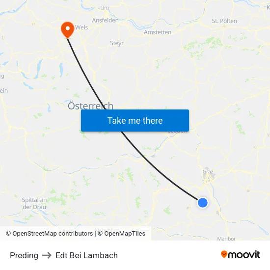 Preding to Edt Bei Lambach map