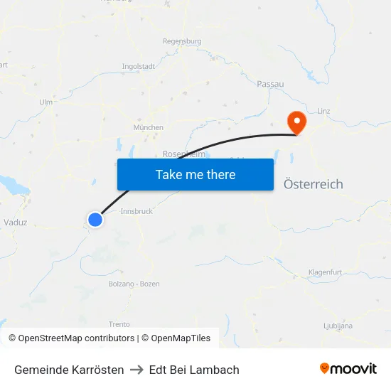 Gemeinde Karrösten to Edt Bei Lambach map