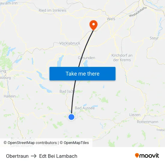 Obertraun to Edt Bei Lambach map