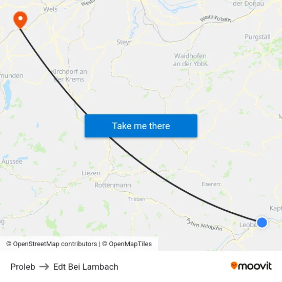 Proleb to Edt Bei Lambach map