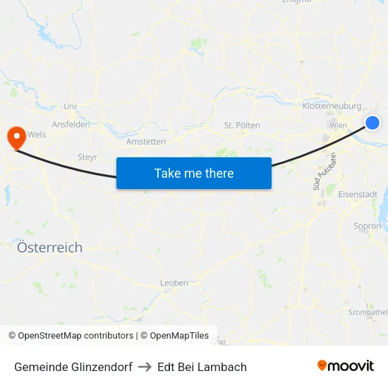 Gemeinde Glinzendorf to Edt Bei Lambach map