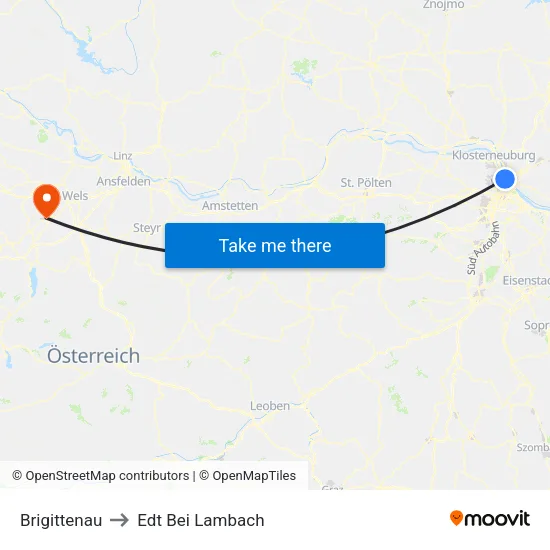 Brigittenau to Edt Bei Lambach map