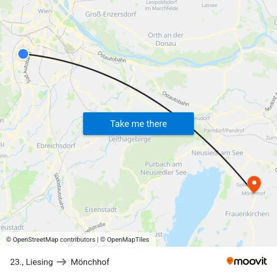 23., Liesing to Mönchhof map