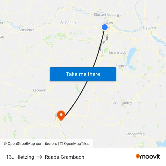 13., Hietzing to Raaba-Grambach map