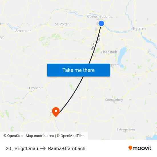 20., Brigittenau to Raaba-Grambach map