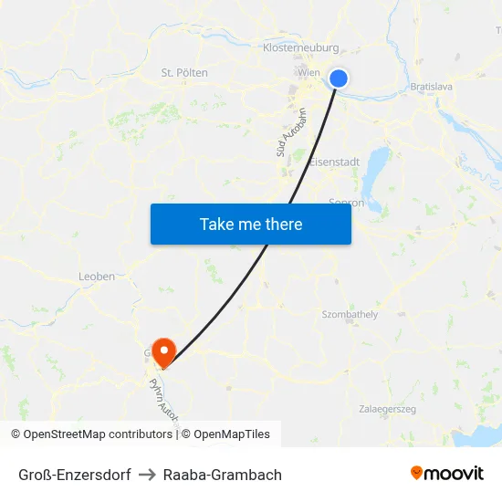 Groß-Enzersdorf to Raaba-Grambach map