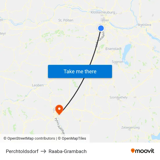 Perchtoldsdorf to Raaba-Grambach map