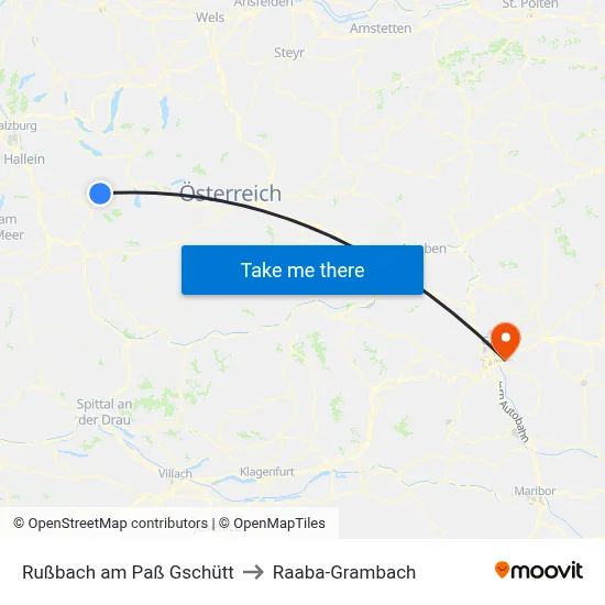 Rußbach am Paß Gschütt to Raaba-Grambach map