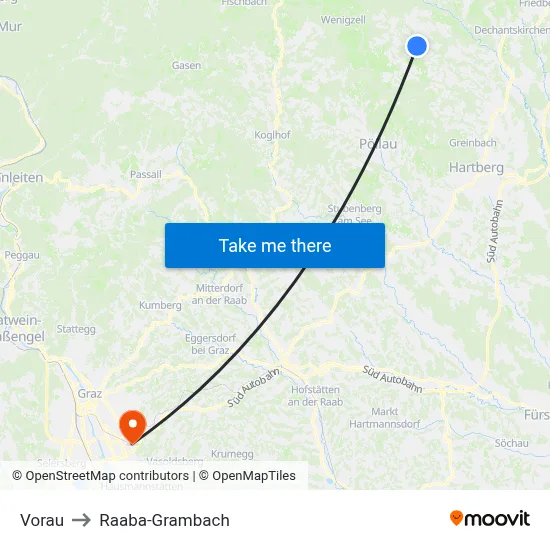 Vorau to Raaba-Grambach map