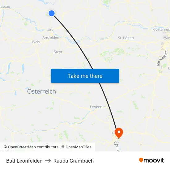Bad Leonfelden to Raaba-Grambach map