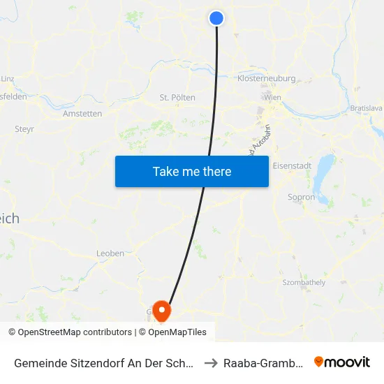 Gemeinde Sitzendorf An Der Schmida to Raaba-Grambach map
