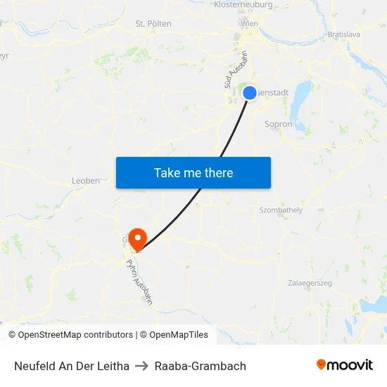 Neufeld An Der Leitha to Raaba-Grambach map