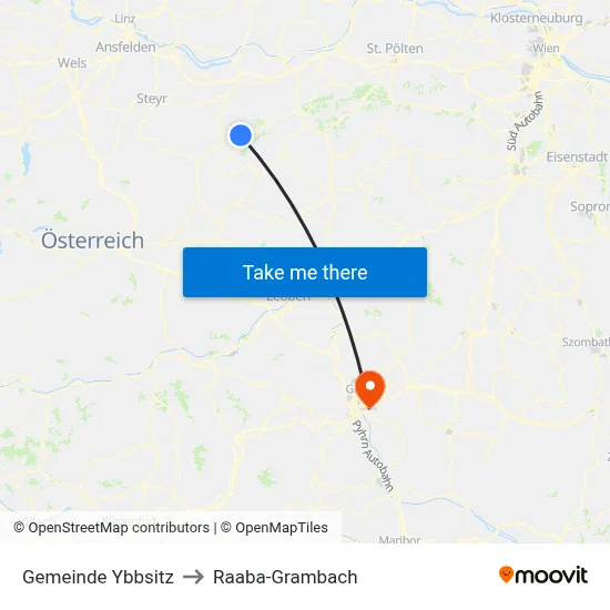 Gemeinde Ybbsitz to Raaba-Grambach map