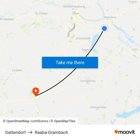 Gattendorf to Raaba-Grambach map