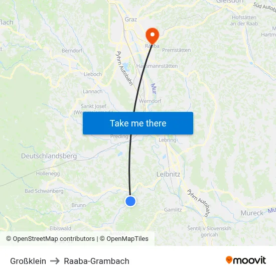 Großklein to Raaba-Grambach map