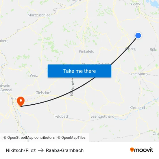 Nikitsch/Filež to Raaba-Grambach map