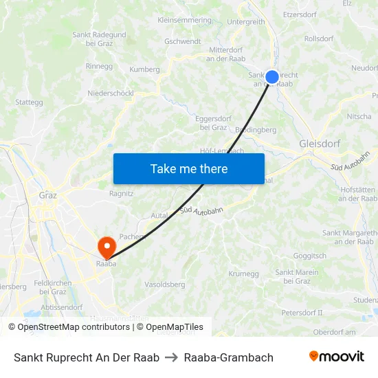 Sankt Ruprecht An Der Raab to Raaba-Grambach map
