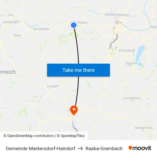 Gemeinde Markersdorf-Haindorf to Raaba-Grambach map