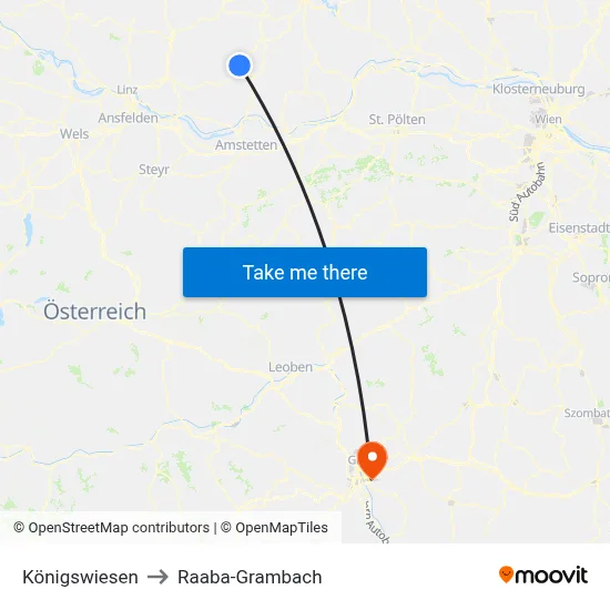 Königswiesen to Raaba-Grambach map