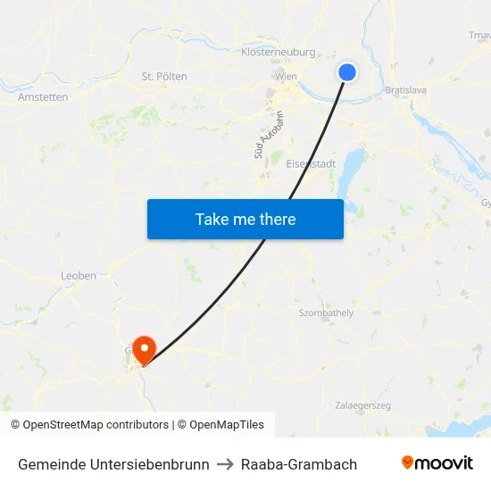 Gemeinde Untersiebenbrunn to Raaba-Grambach map
