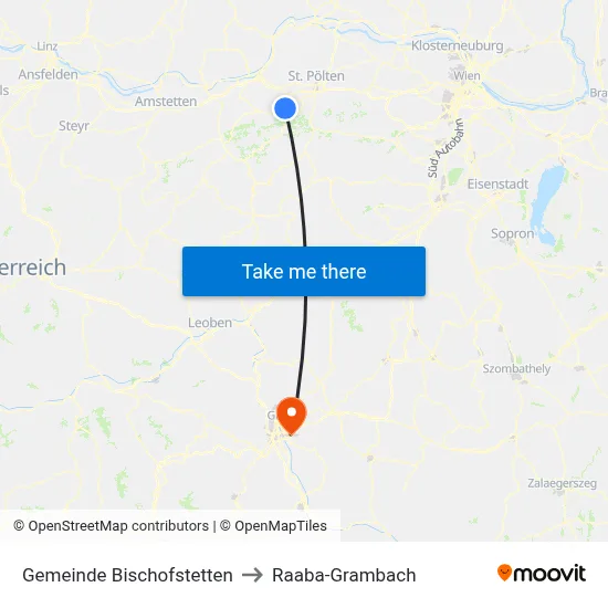 Gemeinde Bischofstetten to Raaba-Grambach map