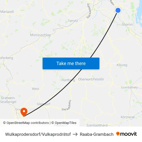 Wulkaprodersdorf/Vulkaprodrštof to Raaba-Grambach map