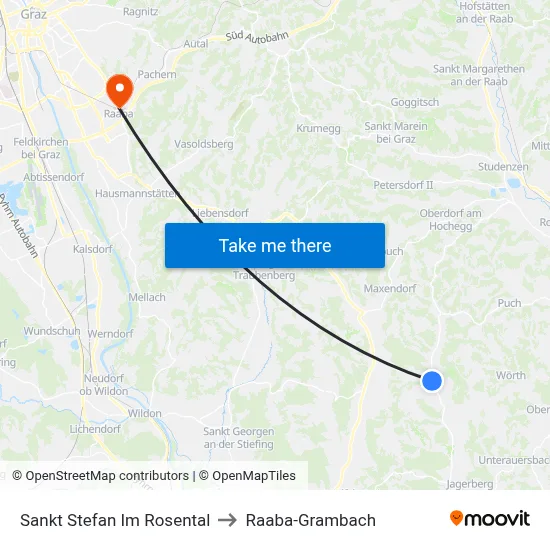 Sankt Stefan Im Rosental to Raaba-Grambach map