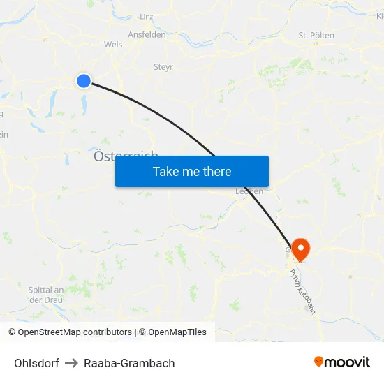 Ohlsdorf to Raaba-Grambach map