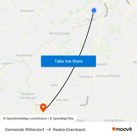 Gemeinde Willendorf to Raaba-Grambach map