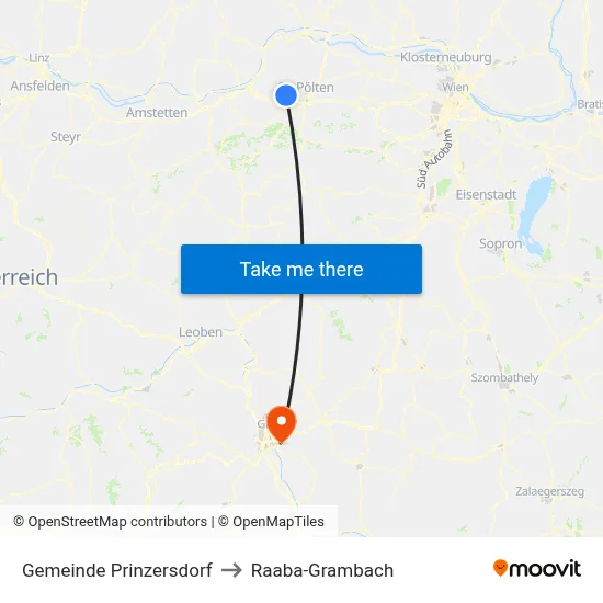 Gemeinde Prinzersdorf to Raaba-Grambach map