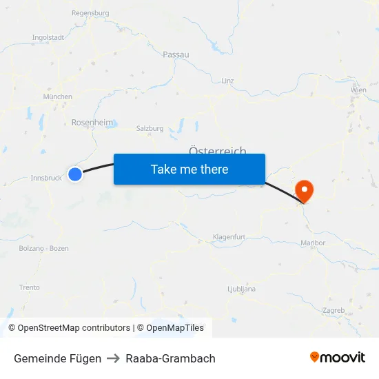 Gemeinde Fügen to Raaba-Grambach map
