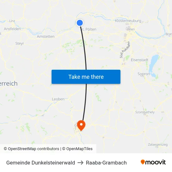 Gemeinde Dunkelsteinerwald to Raaba-Grambach map
