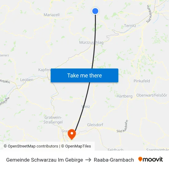 Gemeinde Schwarzau Im Gebirge to Raaba-Grambach map