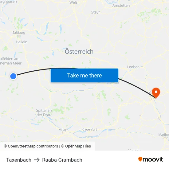 Taxenbach to Raaba-Grambach map