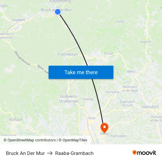 Bruck An Der Mur to Raaba-Grambach map