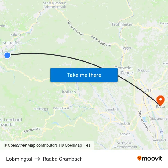 Lobmingtal to Raaba-Grambach map