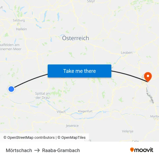 Mörtschach to Raaba-Grambach map