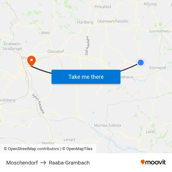 Moschendorf to Raaba-Grambach map