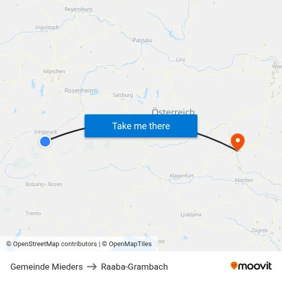 Gemeinde Mieders to Raaba-Grambach map