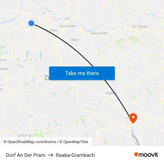 Dorf An Der Pram to Raaba-Grambach map
