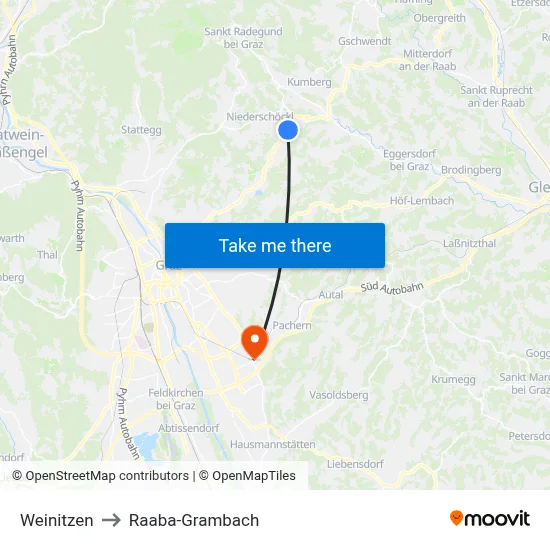 Weinitzen to Raaba-Grambach map
