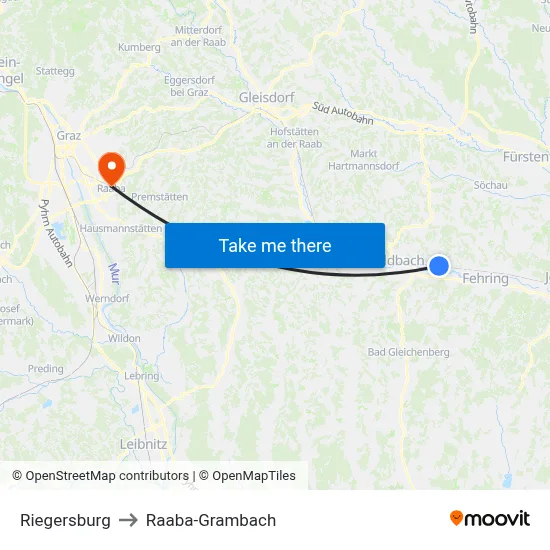 Riegersburg to Raaba-Grambach map
