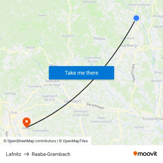 Lafnitz to Raaba-Grambach map