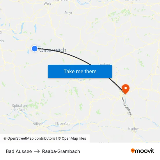Bad Aussee to Raaba-Grambach map