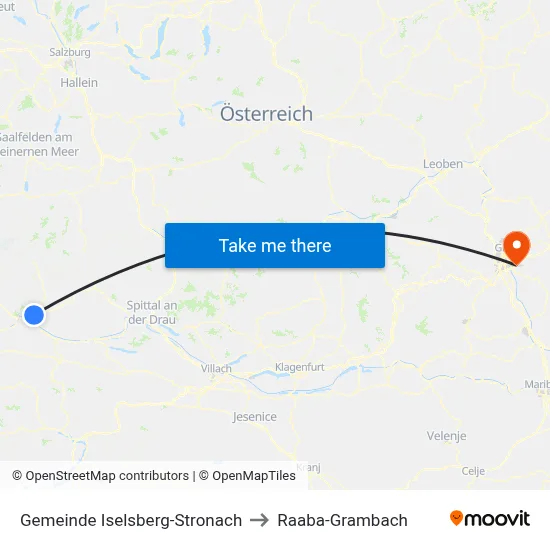 Gemeinde Iselsberg-Stronach to Raaba-Grambach map