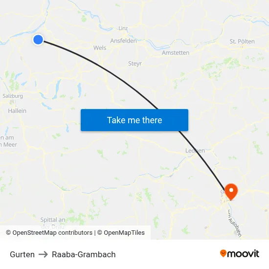 Gurten to Raaba-Grambach map