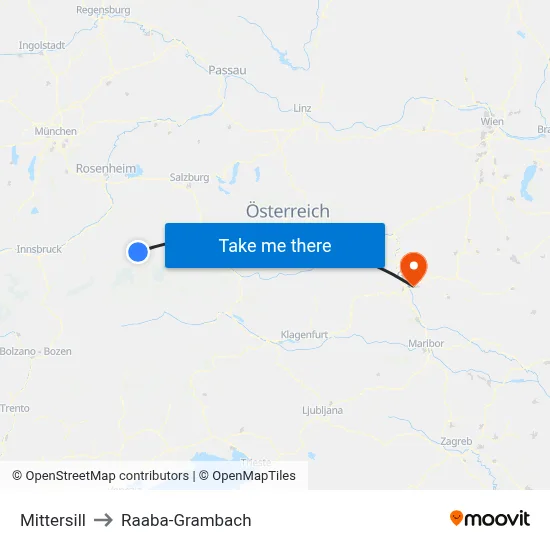Mittersill to Raaba-Grambach map