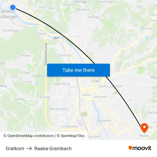 Gratkorn to Raaba-Grambach map