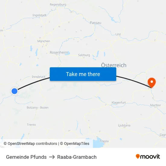 Gemeinde Pfunds to Raaba-Grambach map