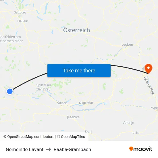 Gemeinde Lavant to Raaba-Grambach map